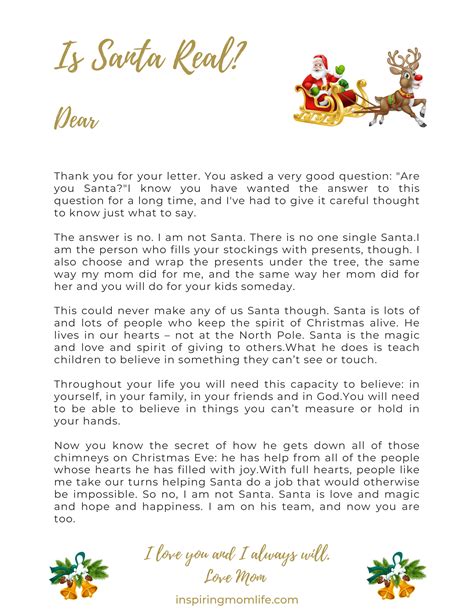 Printable Letter Explaining Santa